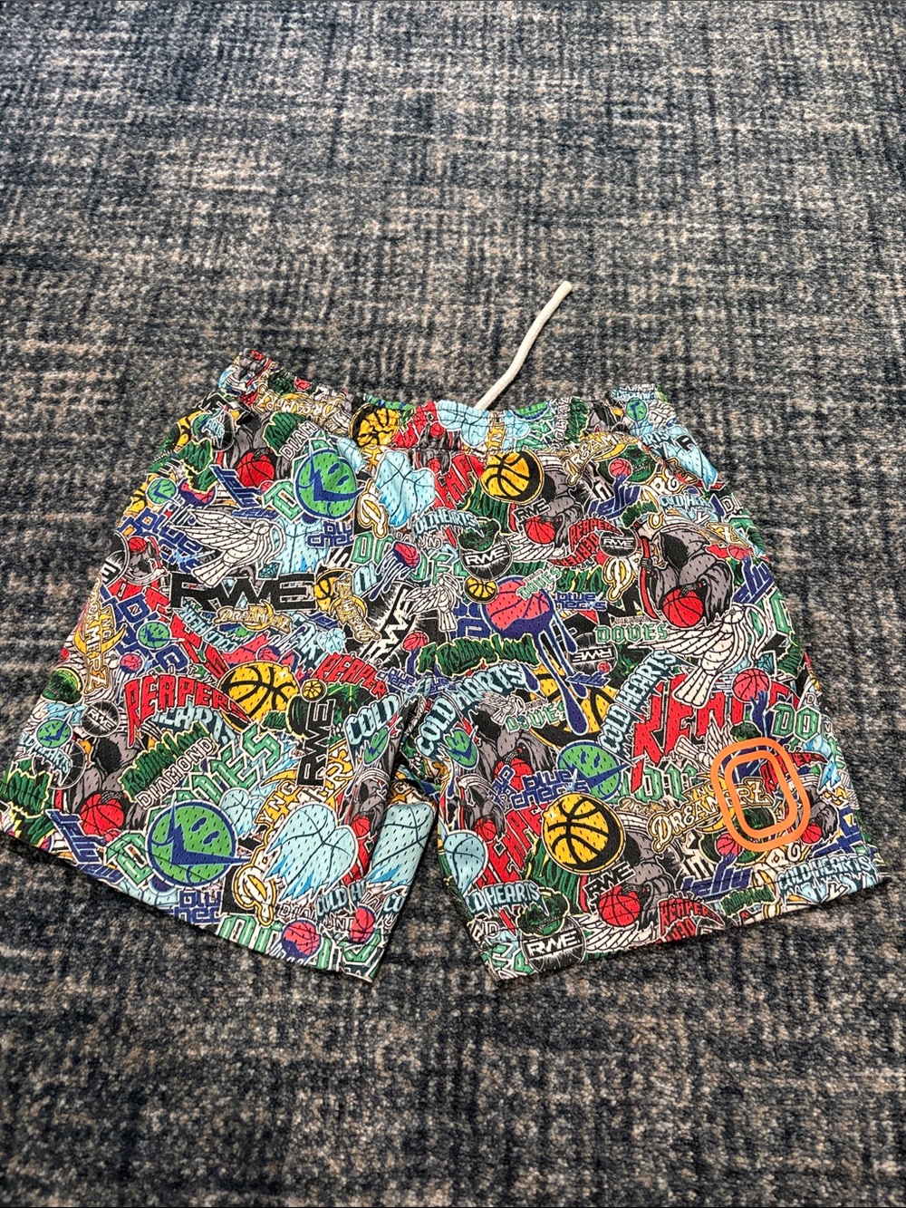 Kids Multicolor Graphic Basketball Print Swim Shorts